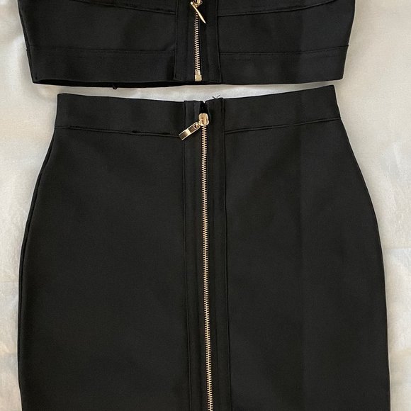 Superdown - Emilia Skirt Set (Bra & Skirt) Size S/XS | Black & Gold Zipper | NWT - Picture 6 of 9